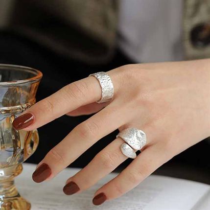 Irregular Waterdrop 925 Sterling Silver Adjustable Ring SILVERBENE