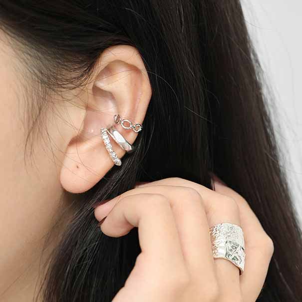 Simple Circle 925 Sterling Silver Non-Pierced Earring (Single) SILVERBENE