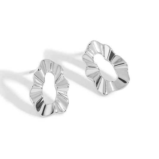 Geometry Hollow Round Wave Paper 925 Sterling Silver Stud Earrings SILVERBENE