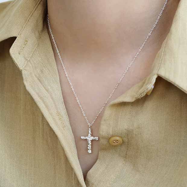 Holy Irregular Cross 925 Sterling Silver Necklace SILVERBENE