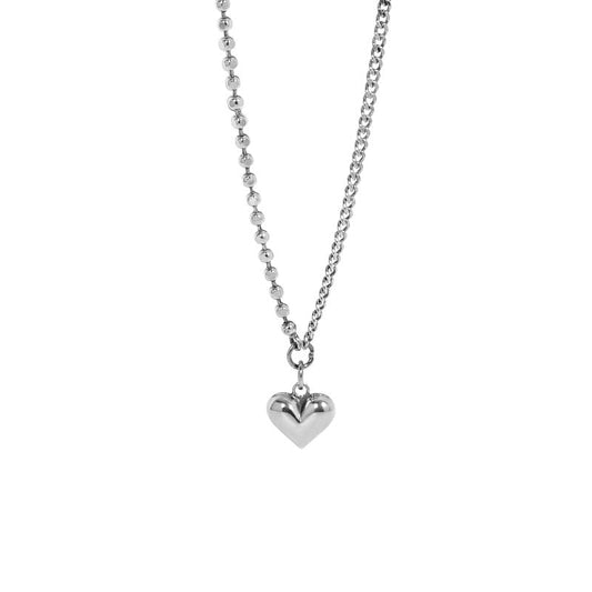 Vintage Asymmetry Chain Love Heart 925 Sterling Silver Necklace SILVERBENE