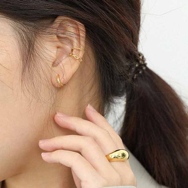 Minimalism Geometry Circle 925 Sterling Silver Huggie Hoop Earrings SILVERBENE