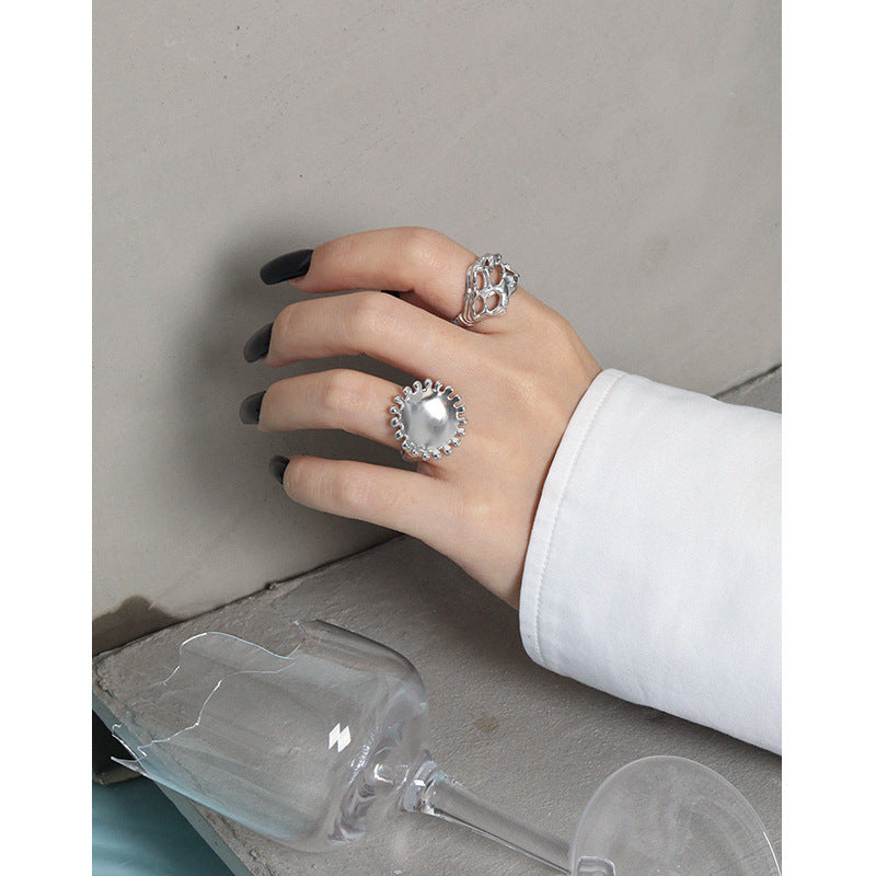 Party Hollow Hearts Wide 925 Sterling Silver Adjustable Ring SILVERBENE