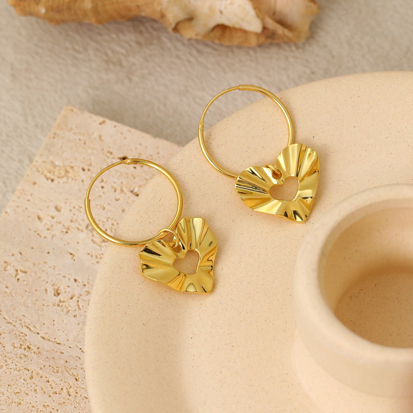 Heart Wave The Shape Of Crushing 925 Sterling Silver Earrings SILVERBENE