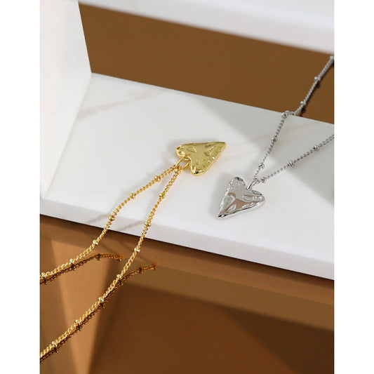 Women Irregular Love Heart 925 Sterling Silver Necklace SILVERBENE