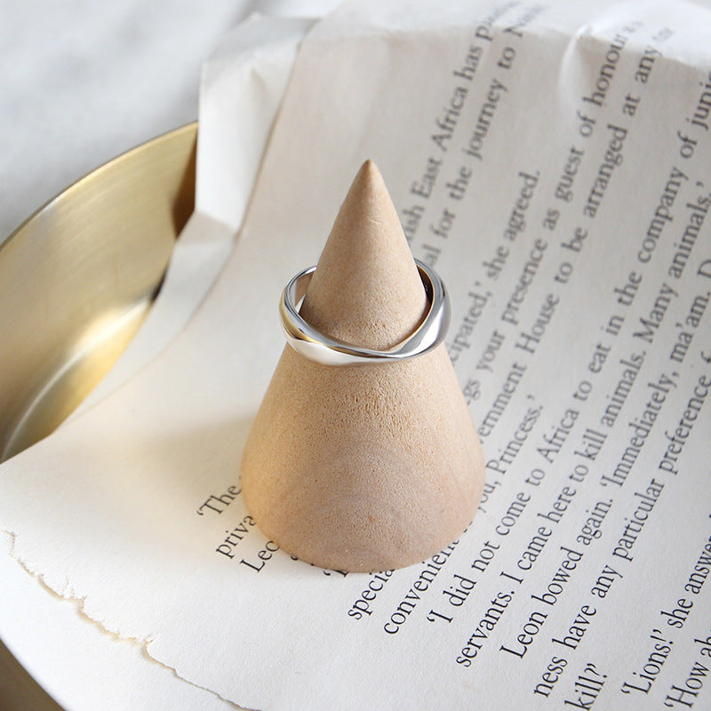 Simple Twisted Distortion 925 Sterling Adjustable Ring SILVERBENE