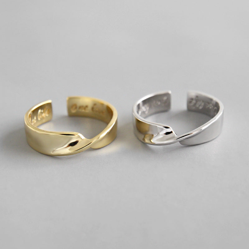 Fashion Twisted Cross 925 Sterling Silver Adjustable Ring SILVERBENE