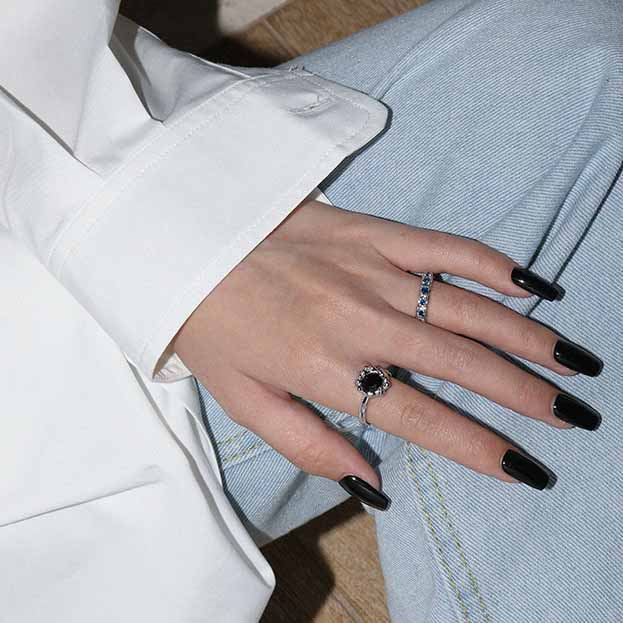 Modern Irregular Blue CZ 925 Sterling Silver Adjustable Ring SILVERBENE