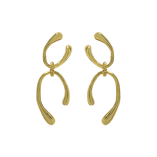 Modern Double U Shape 925 Sterling Silver Dangling Earrings