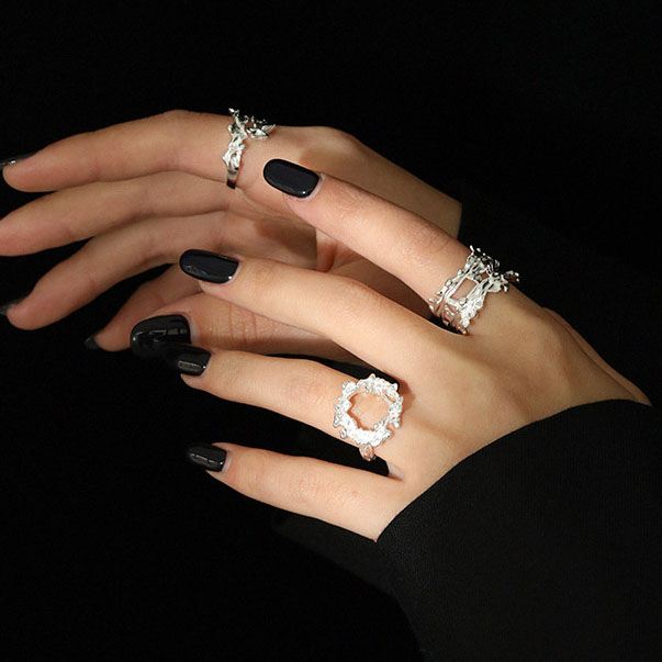Irregular Hollow 925 Sterling Silver Adjustable Ring