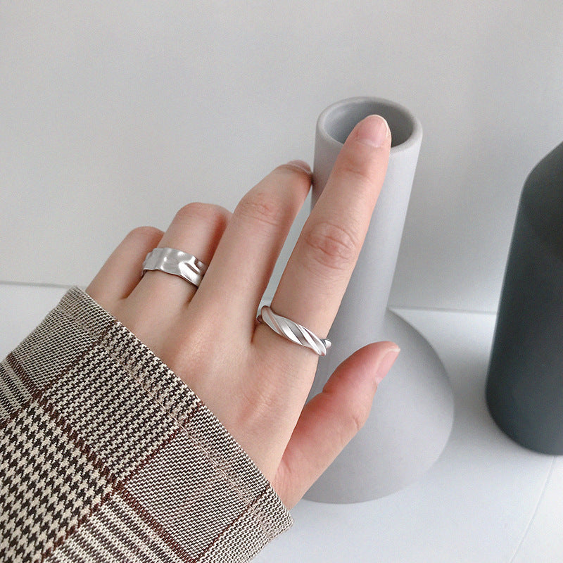 2019 Hot Twisted 925 Sterling Silver Adjustable Ring